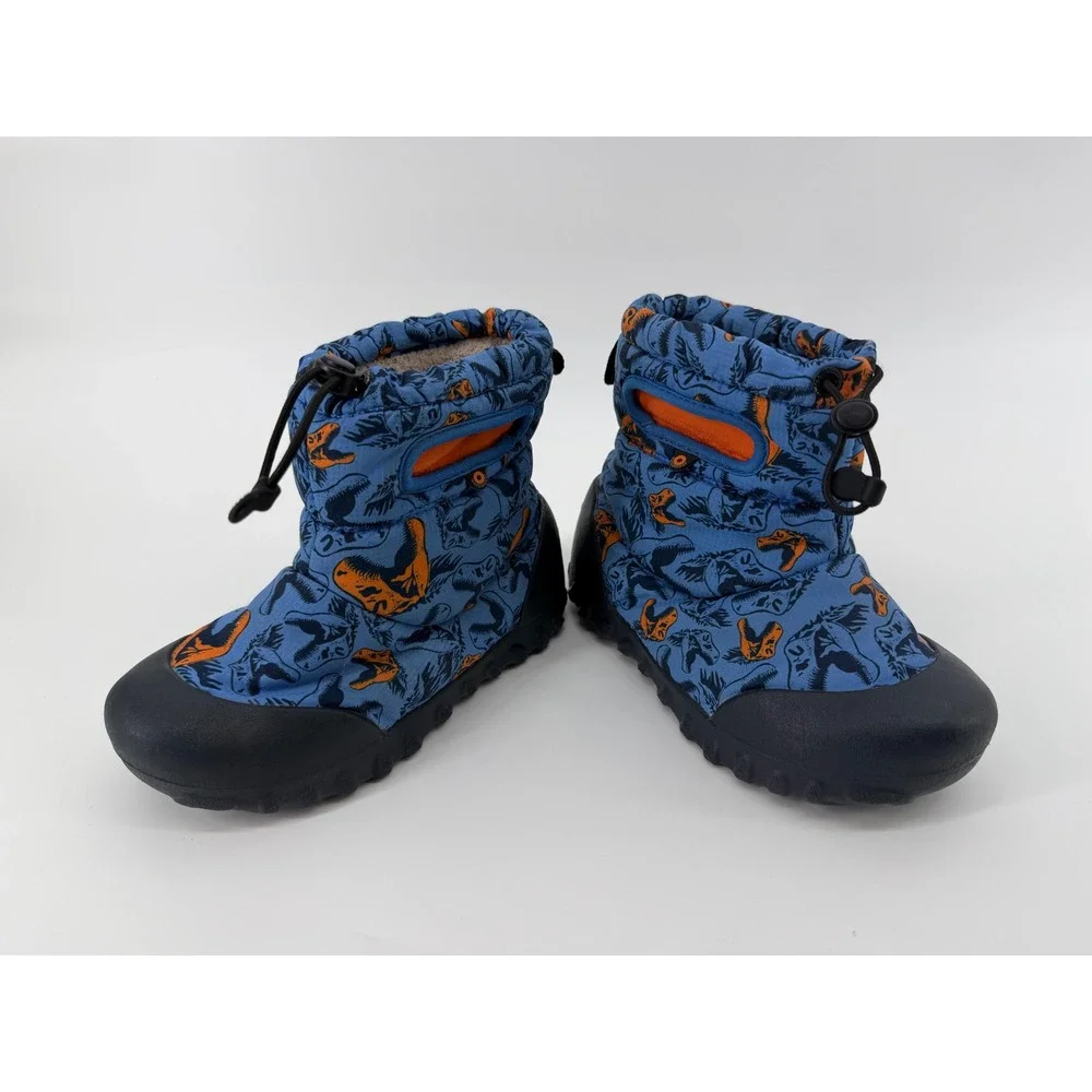 Bogs BMOC Snow Dino Kids 13 Blue Orange Waterproof Winter Boots 72758K-460